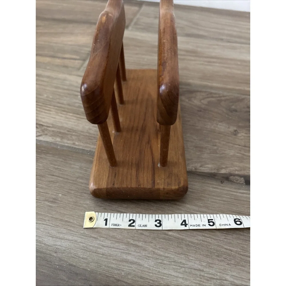 VTG Goodwood Teak Wood Napkin Holder Letter Memo MCM Boho Decor Thailand
